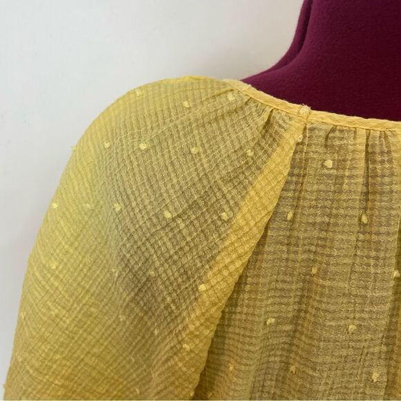 ZARA Yellow Polka Dot Relaxed Fit Summer Top S/M - Picture 4 of 12
